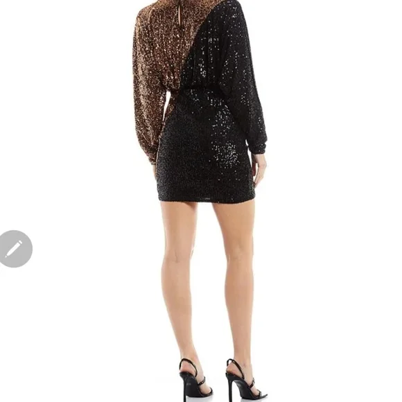 Belle BadgleyMischkaHayes Combo Sequin Color Block Crew Neck Blouson Long Sleeve - Picture 2 of 10